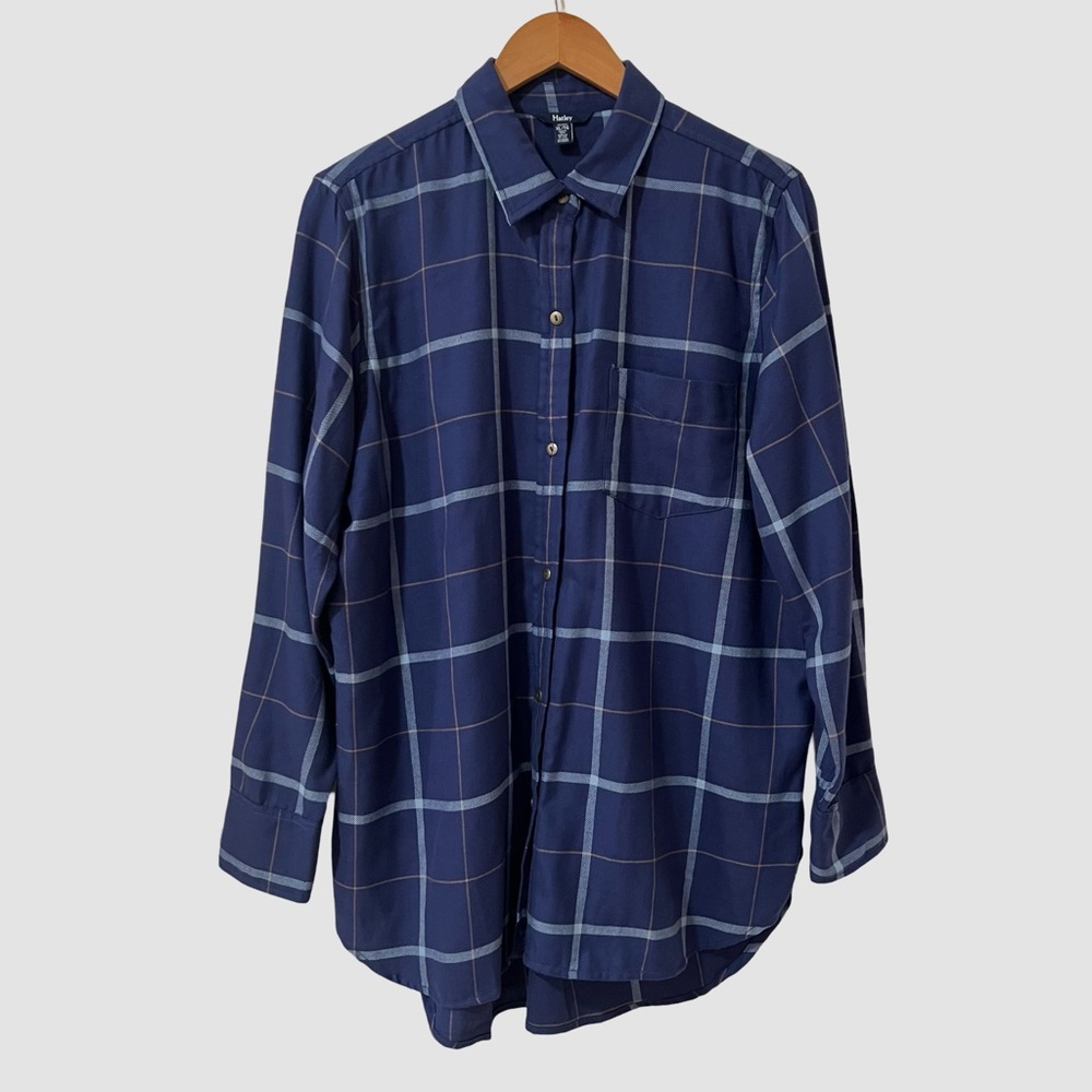 Hatley Blue Plaid Long Sleeve Cotton Button Down Shirt XL